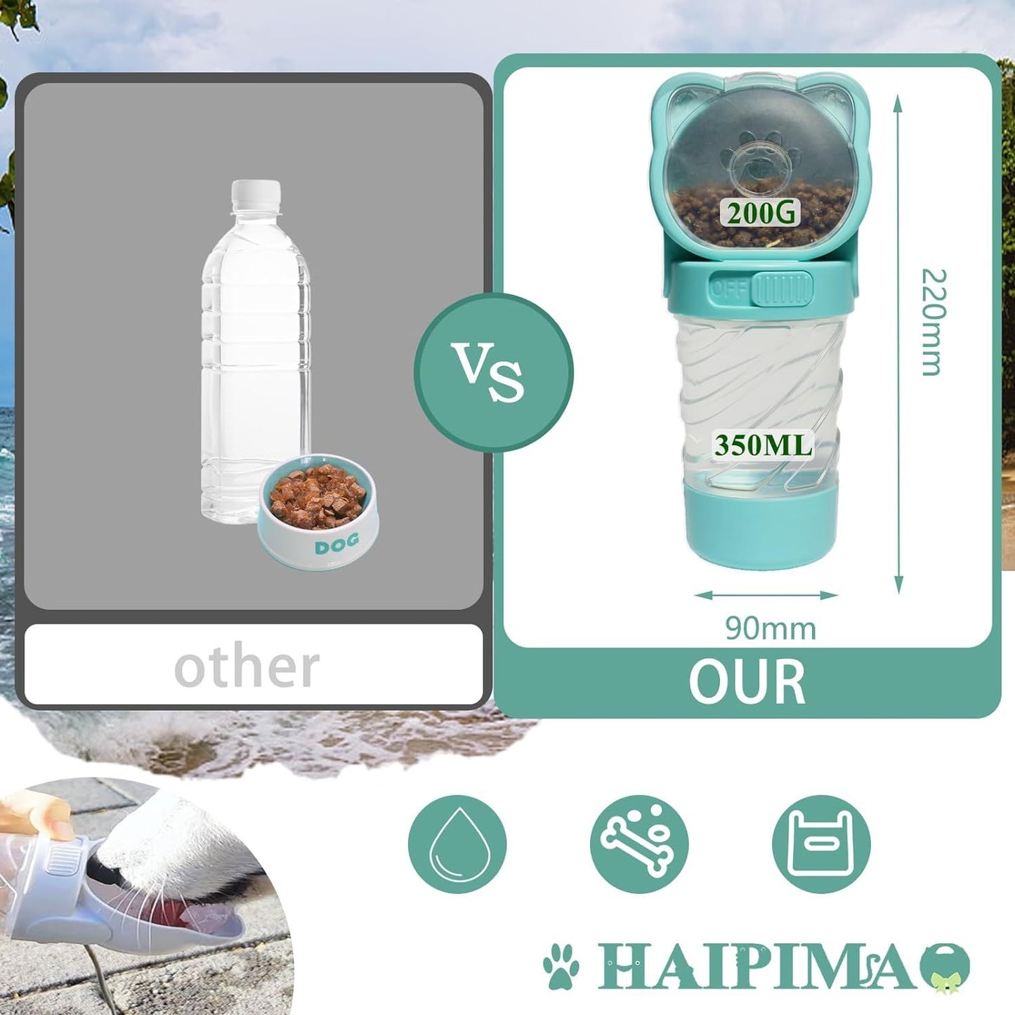 HydroPup™ Pro – 3-in-1 Dog Travel Bottle